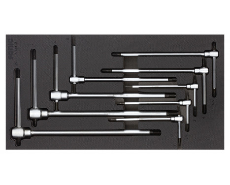 Juego de llaves hexagonales con mango en T Sonic de 3 vías con mango deslizante de 9 piezas