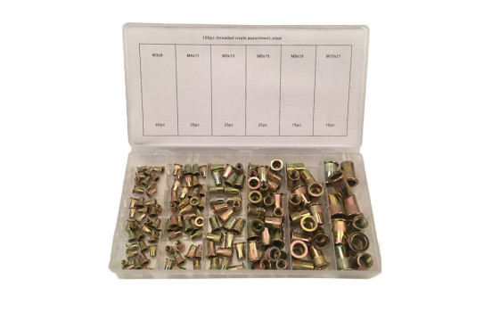 Surtido de tuercas remachables ciegas de acero 150 piezas, Imagen 2