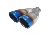 Simoni Racing Uitlaatsierstuk Dubbel Rond/Schuin RVS/Titanium - 76xL230mm - Montage -37->58mm