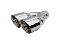 Simoni Racing Uitlaatsierstuk Dubbel Rond/Schuin RVS - 90xL245mm - Montage 35-&gt;61mm