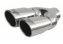 Simoni Racing Uitlaatsierstuk Dubbel Rond/Schuin RVS - Diameter 76mm - Lengte 230mm - Montage 58mm