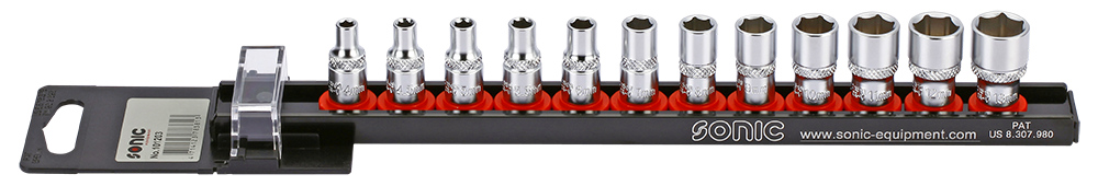 Socket set 1/4 ", 12-piece on rail