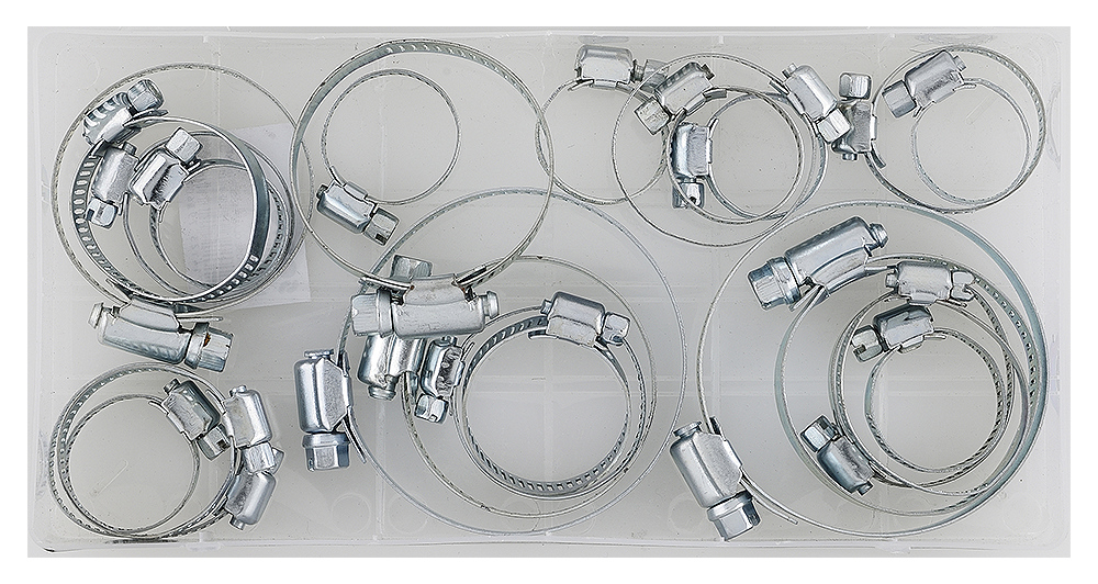 Assortment of hose clamps 26 pieces