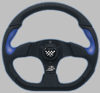 Simoni Racing Sports handlebar Poly / Pelle 'Formula' 330mm - Black / Blue