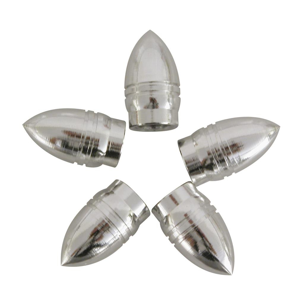 Valve caps 5 pcs. bullet silver