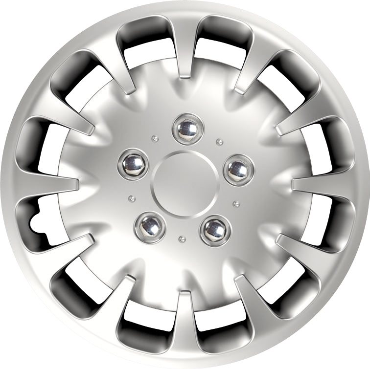 4-Piece Hubcaps Bolt NC Silver 15 inch