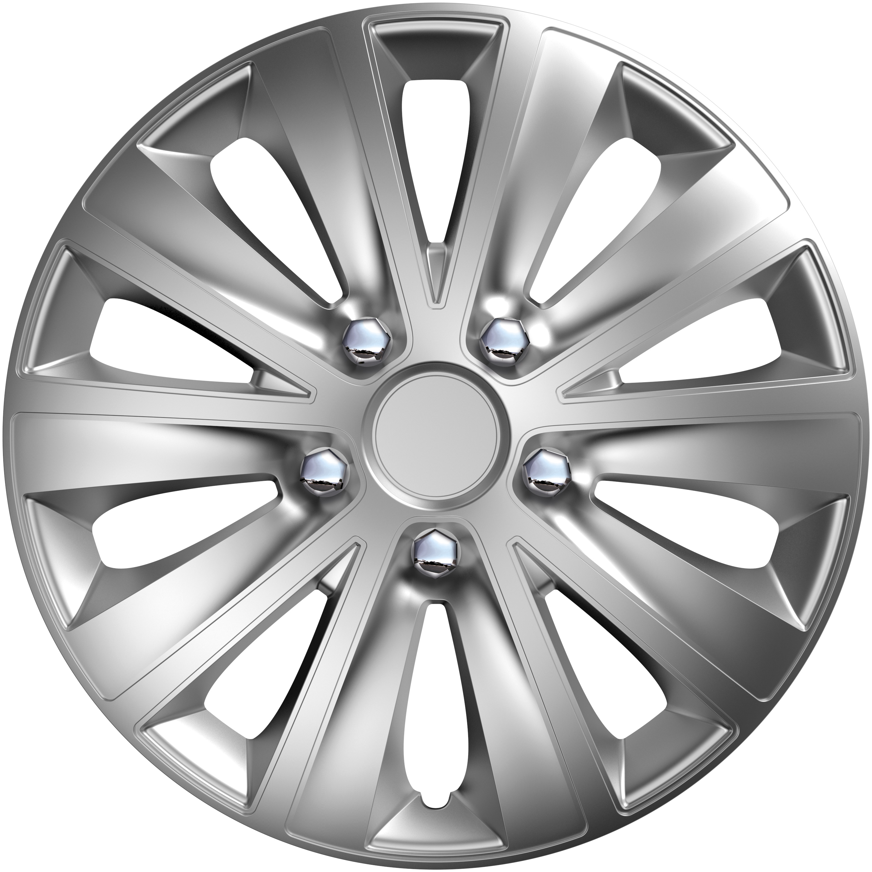 14” Rapide NC Hub Caps – Silver & Black Plastic Wheel Trims (Set Of 4)