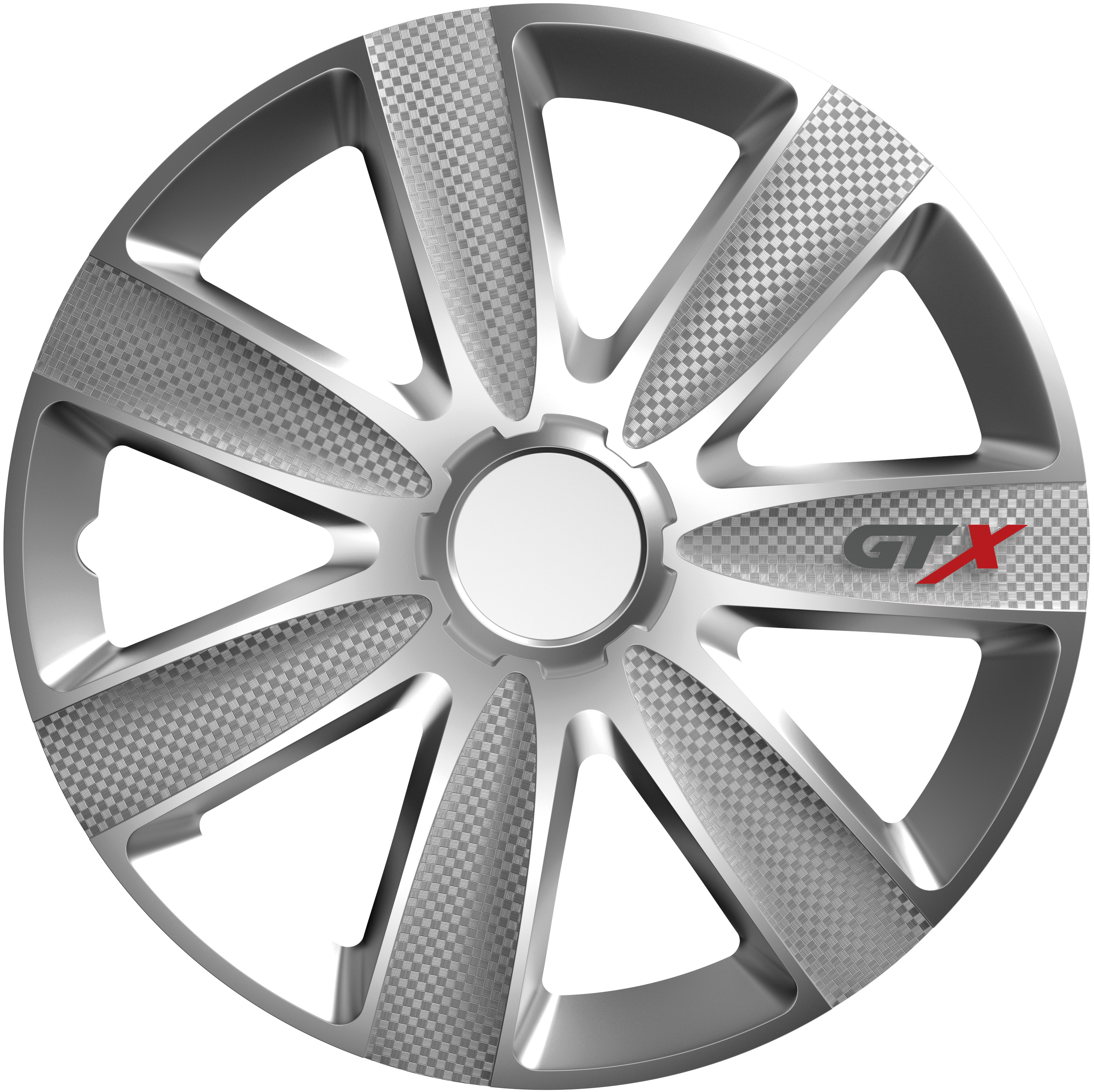 4-Piece Hubcaps GTX Carbon Silver 13 inch