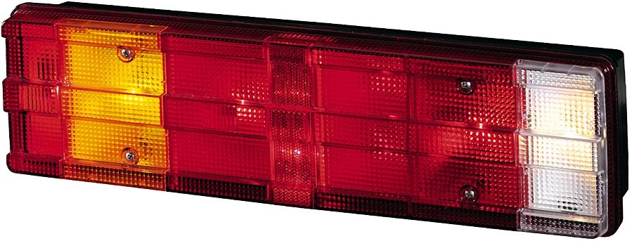 Hella Rear light RH rectangular, 12/24V, amber/transparent/red, bolt on, 465x54x134mm, 2VP008204101