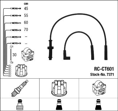 NGK Ignition Lead Set PEUGEOT,CITROËN 7371 5967K6,9153775680,RCCT601 Ignition Cable Set,Ignition Wire Set,Ignition Cable Kit,Ignition Lead Kit 5967K6