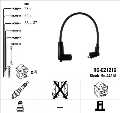 NGK Ignition Lead Set MAZDA 44318 N3H118140A,N3H118140B,N3R118140 Ignition Cable Set,Ignition Wire Set,Ignition Cable Kit,Ignition Lead Kit N3R118140A