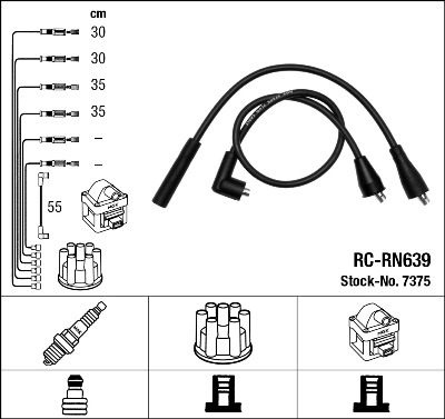 NGK Ignition Lead Set Number of circuits: 5 7375 Ignition Cable Set,Ignition Wire Set RENAULT,4 (112_),4 Kasten (R21_, R23_),6 Schrägheck