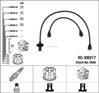 NGK Ignition Lead Set VW,PORSCHE 0948 111998031,111998031,111998031 Ignition Cable Set,Ignition Wire Set,Ignition Cable Kit,Ignition Lead Kit RCVW217