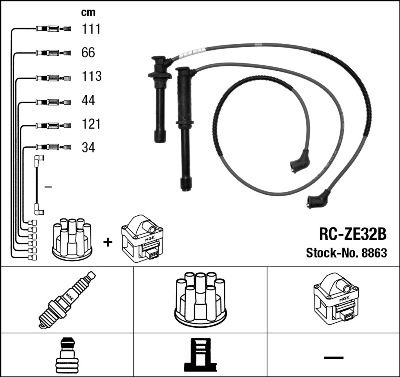 Ignition Cable Kit RC-ZE32B NGK RCZE32B
