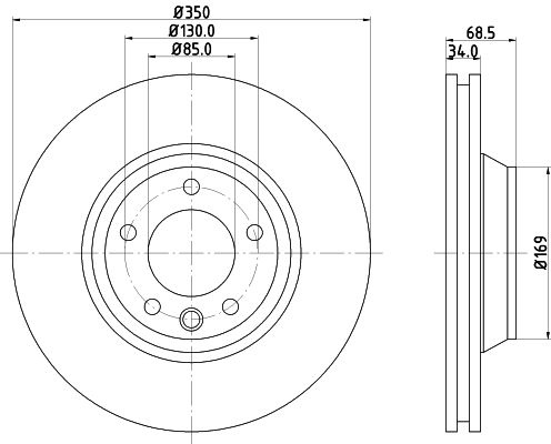 HELLA Brake disc VW,AUDI,PORSCHE 8DD 355 109-761 7L6615301E,7L6615301K,7L8615301 Brake rotor,Brake discs,Brake rotors 54217PRO,95535140110,95535140150