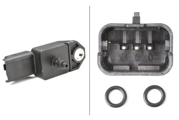 HELLA Sensor, boost pressure with seal 6PP 009 400-521 FORD,FIAT,PEUGEOT,Fiesta Mk6 Schrägheck (JA8, JR8),Fiesta Mk5 Schrägheck (JH1, JD1, JH3, JD3)