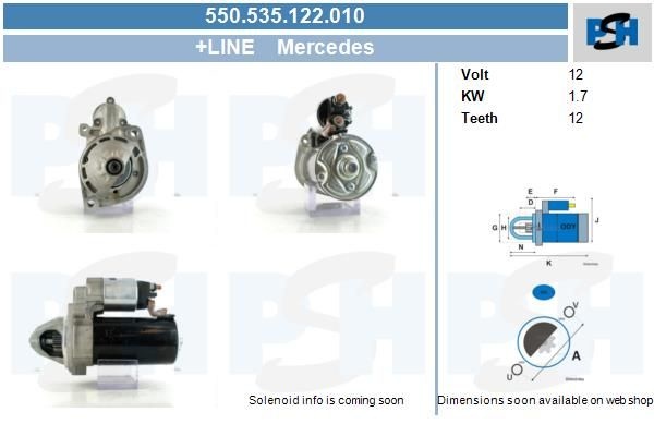 Plusline Startmotor Mercedes-Benz 550535122010 Storlek 2