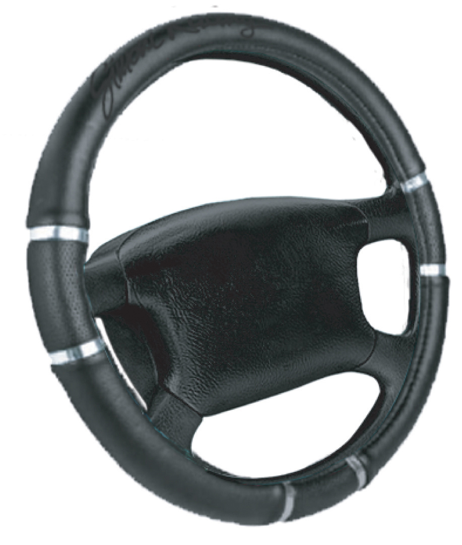 Simoni Racing Steering Wheel Cover Black/Chrome Artificial Leather