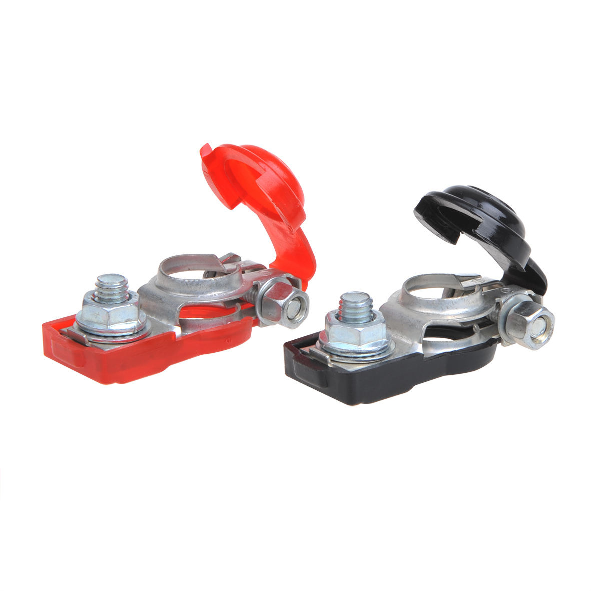 Battery terminals set (+) and (-) with plastic protection red / black