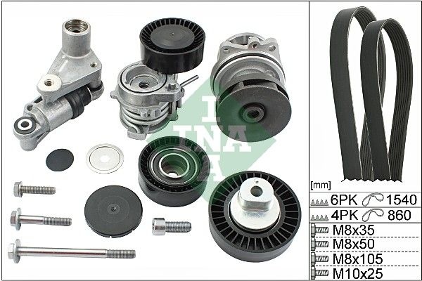 INA Water Pump + V-Ribbed Belt Kit with water pump 529 0053 30  BMW,3 Limousine (E46),5 Limousine (E39),3 Touring (E46),3 Coupe (E46),5 Touring (E39)