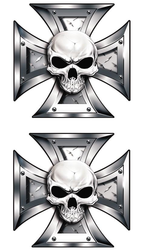 Stickerset Skull + BlackEyes in IronCross - 2x 8x8cm