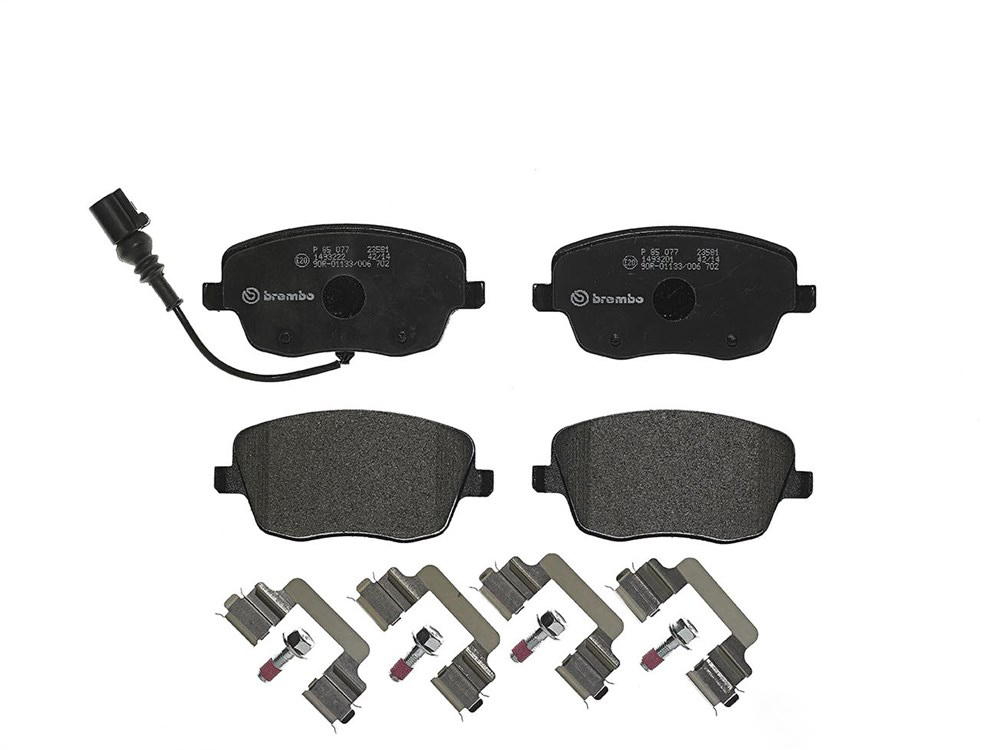 BREMBO Brake pad set PRIME LINE incl. wear warning contact P 85 077 Brake pads,Brake pad set, disc brake VW,SKODA,SEAT,POLO (9N_)