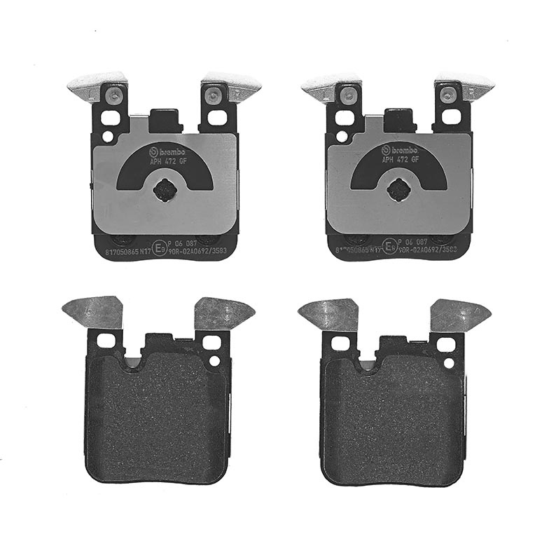 BREMBO Brake pad set BMW P 06 087 34212284766,34212284989,3421228498903 34212464314,34216855474,34216876422,34216887576,34218099354,3421950590501