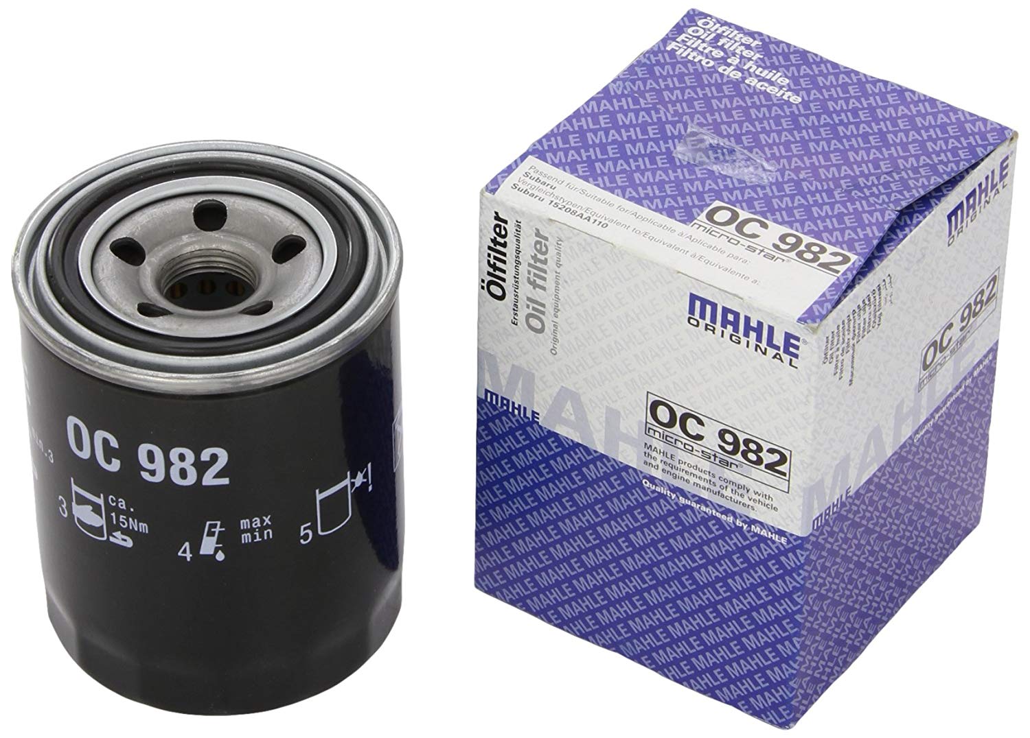 MAHLE ORIGINAL Oil filter Spin-on Filter OC 982 Engine oil filter SUBARU,FORESTER (SH),FORESTER (SJ),IMPREZA Schrägheck (GR, GH, G3)