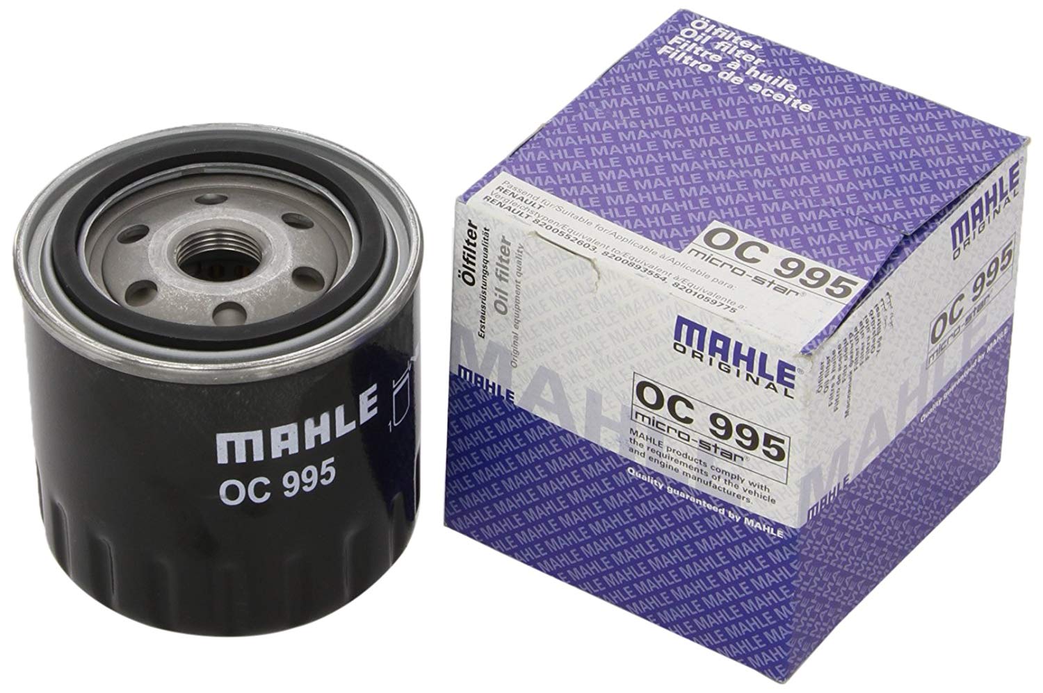 MAHLE ORIGINAL Oil filter RENAULT,NISSAN,SUZUKI OC 995 1520800Q0N,70534358,1520800Q0M Engine oil filter 1520800Q0N,8200552603,8200893554,8201059775