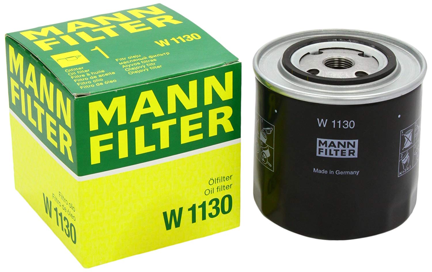 MANN-FILTER Oil filter RENAULT,FIAT,SEAT W 1130 4434825,4712132,4719150 Engine oil filter 4777082,5007385,5010962,5011887,93892080,04415540,1901606