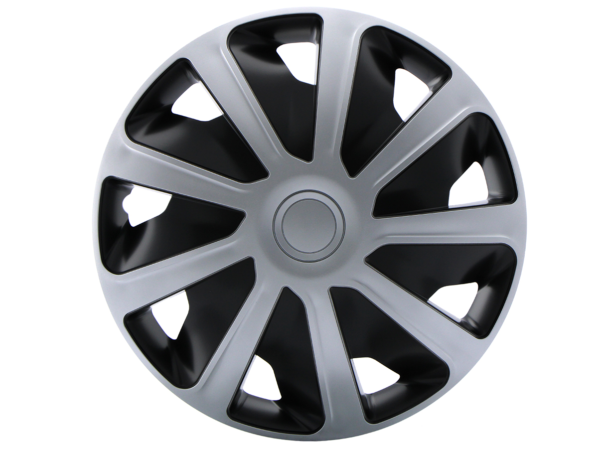 4-Piece Hubcaps Craft Silver / Black (Convex Rims) 16 inch