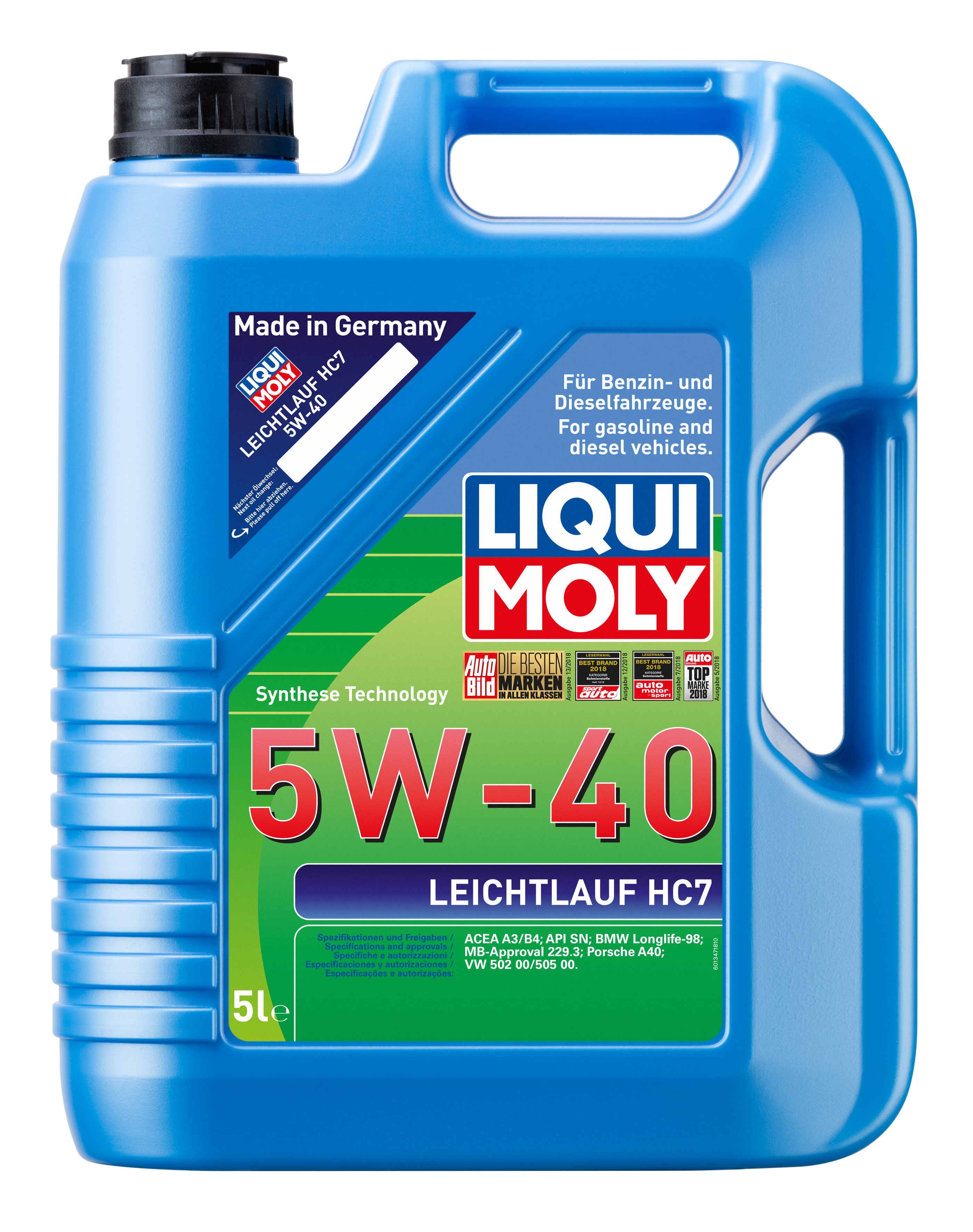 LIQUI MOLY Engine oil Leichtlauf HC7 5W-40 Capacity: 5l, HC synth. oil (hydro-cracked) 2309