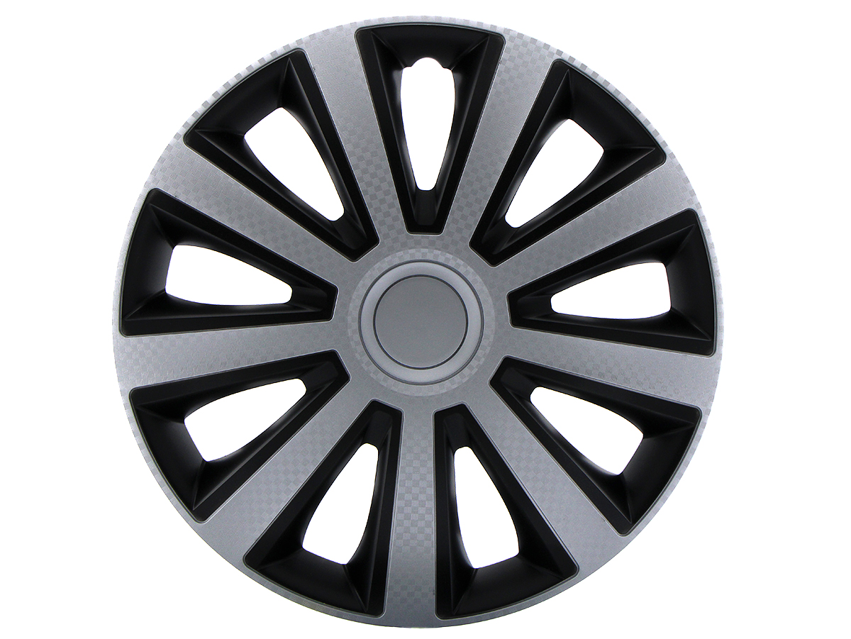 4-Piece Hubcap Set Aviator Silver & Black 13''