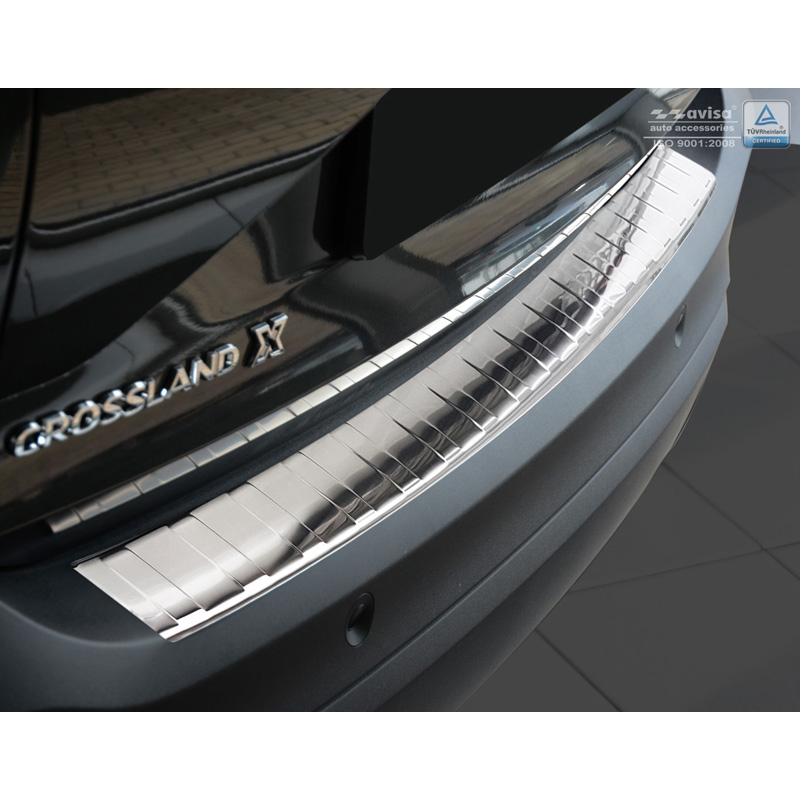 Protection de seuil arrière en acier inoxydable Opel Crossland 2017- Ribs AV235157