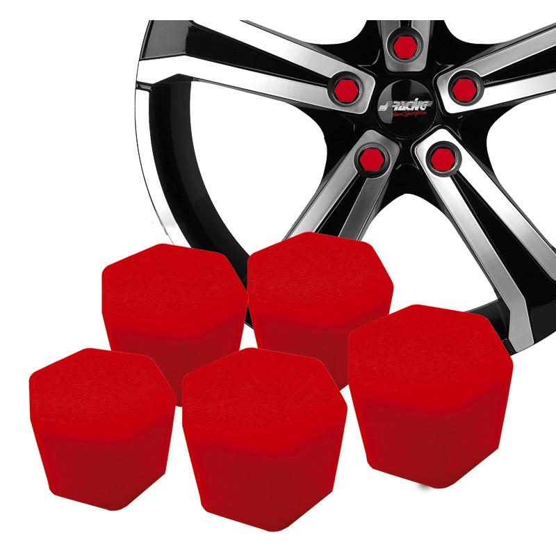 Simoni Racing Wheel Nut Caps Soft Sil - 17mm - Red - Set of 20 pieces