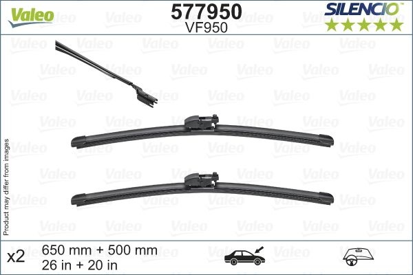 VALEO Wiper blade SILENCIO FLAT BLADE SET Front 577950 Windscreen wiper,Window wiper BMW,JAGUAR,ALPINA,X3 (G01, F97),X4 (G02, F98),iX3 (G08)