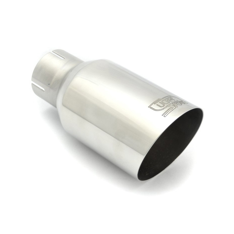 Ulter Sport Exhaust Tip - Round 90mm Angled - Length 180mm - Assembly ->50mm - Stainless Steel