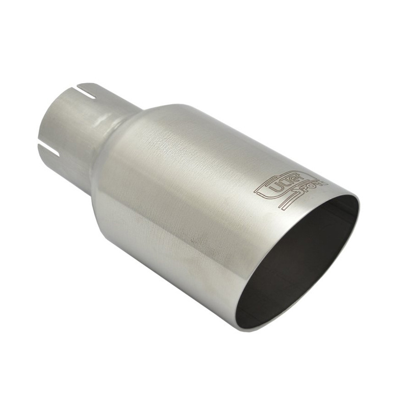 Ulter Sport Exhaust Tip - Round 90mm Angled - Length 180mm - Mounting ->50mm - Brushed