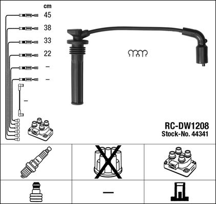 NGK Ignition Lead Set CHEVROLET 44341 25183557,96651945,96984145 Ignition Cable Set,Ignition Wire Set,Ignition Cable Kit,Ignition Lead Kit 25183557