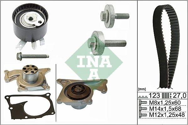 INA Water Pump + Timing Belt Kit RENAULT,NISSAN,DACIA 530 0197 32 119A02552R,130704805R,210105481R  210107477R,210107852R,7701478830,8200039519