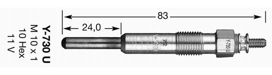 NGK BRILLANT PRISE (Diesel Moteurs) - Pièce N° : Y-730U - Stock N