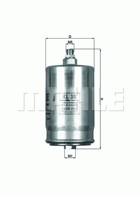 MAHLE ORIGINAL Fuel Filter In-Line Filter KL 38 MERCEDES-BENZ,PUCH,190 (W201),Stufenheck (W124),SL (R129),W124 Coupe (C124),S-Klasse Limousine (W126)
