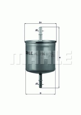 MAHLE ORIGINAL Fuel Filter In-Line Filter KL 196  VOLVO,V70 II (285),XC90 I (275),V70 III (135),V40 Kombi (645),S60 I (384),V70 I (875, 876)