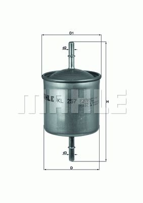 MAHLE ORIGINAL Fuel Filter In-Line Filter KL 257 VOLVO,V70 II (285),XC60 (156),XC90 I (275),S60 I (384),V70 I (875, 876),S80 I (184),S60 II (134)