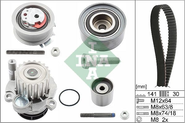 INA Water Pump + Timing Belt Kit VW,AUDI,SKODA 530 0463 30 038109244J,038109244N,038121011C  038121011CX,038121011D,038121011G,038121011H,038121011J