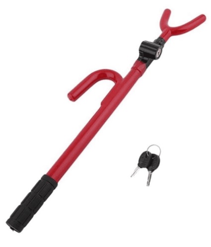 Universal anti-theft steering wheel lock - red