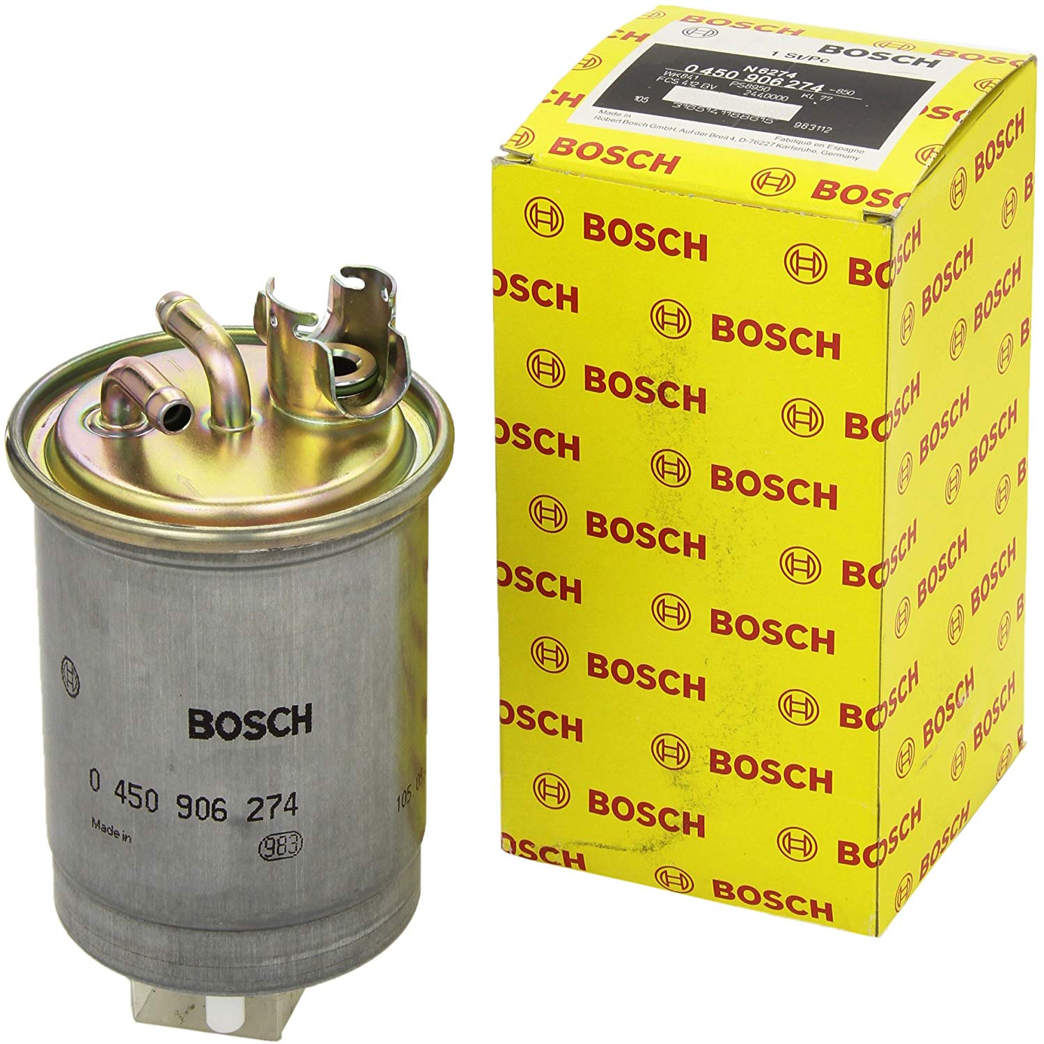 BOSCH Fuel Filter In-Line Filter 0 450 906 274  VW,SKODA,SEAT,Caddy III Kombi (2KB, 2KJ, 2CB, 2CJ),Lupo (6X1, 6E1),POLO (6N2),Polo Schrägheck (6N1)