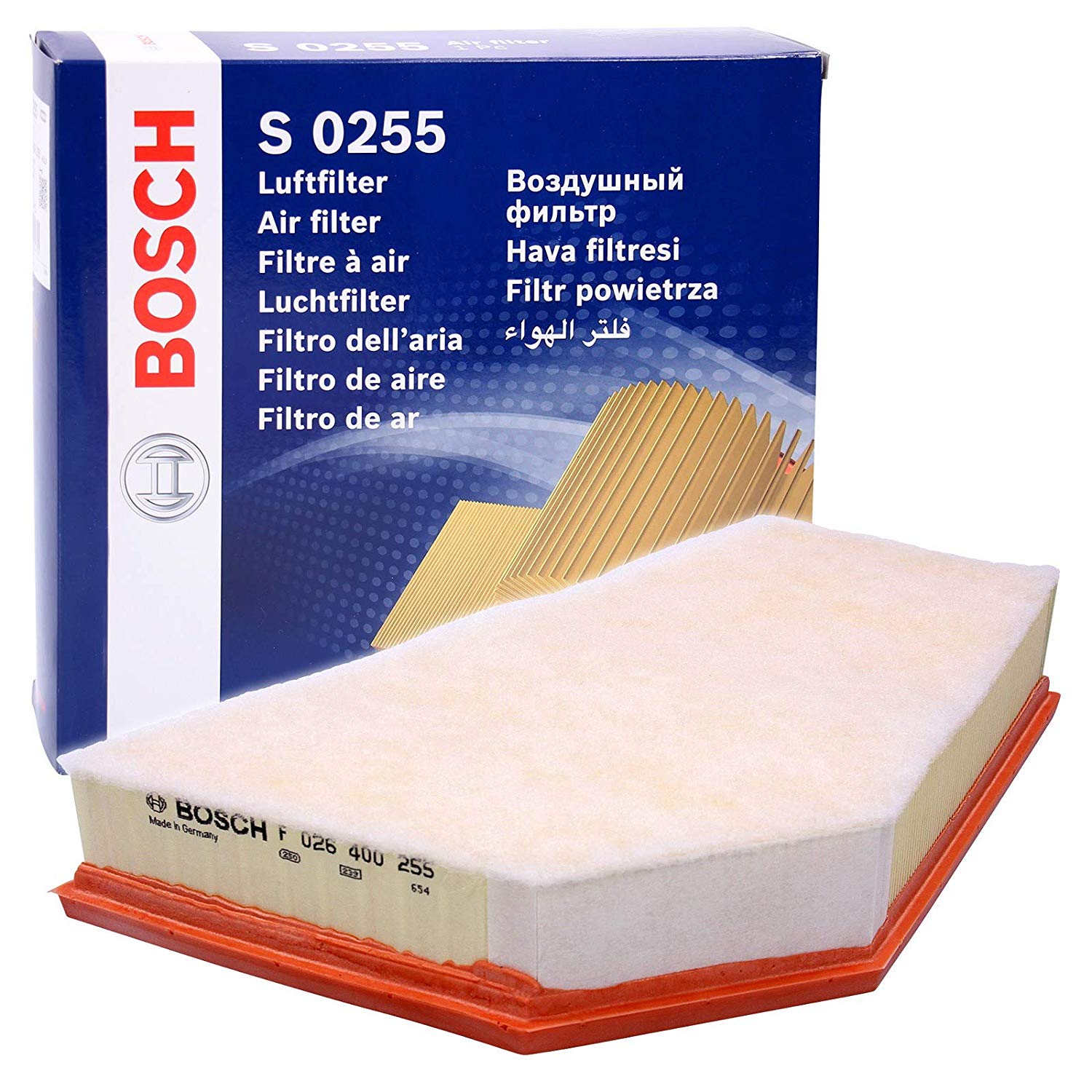 BOSCH Air filter Filter Insert F 026 400 255 Engine air filter,Engine filter VOLVO,V50 (545),V40 Schrägheck (525, 526),C30 (533),S40 II (544)