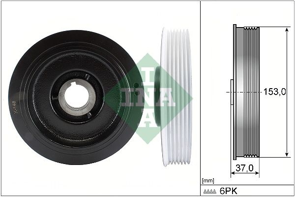 INA Crankshaft Pulley FIAT,PEUGEOT,CITROËN 544 0058 10 0515R2,0515R9,0515S4 Belt Pulley, crankshaft 9467510480,9630647280,9651770980,0515R2,0515R9