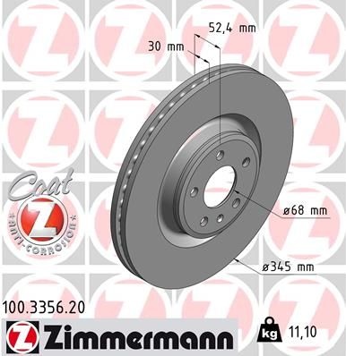 ZIMMERMANN Brake disc AUDI,PORSCHE 100.3356.20 4G0615301AE,4G0615301AF,4G0615301G Brake rotor,Brake discs,Brake rotors 4G0615301M,4G0615301Q,4G0615301